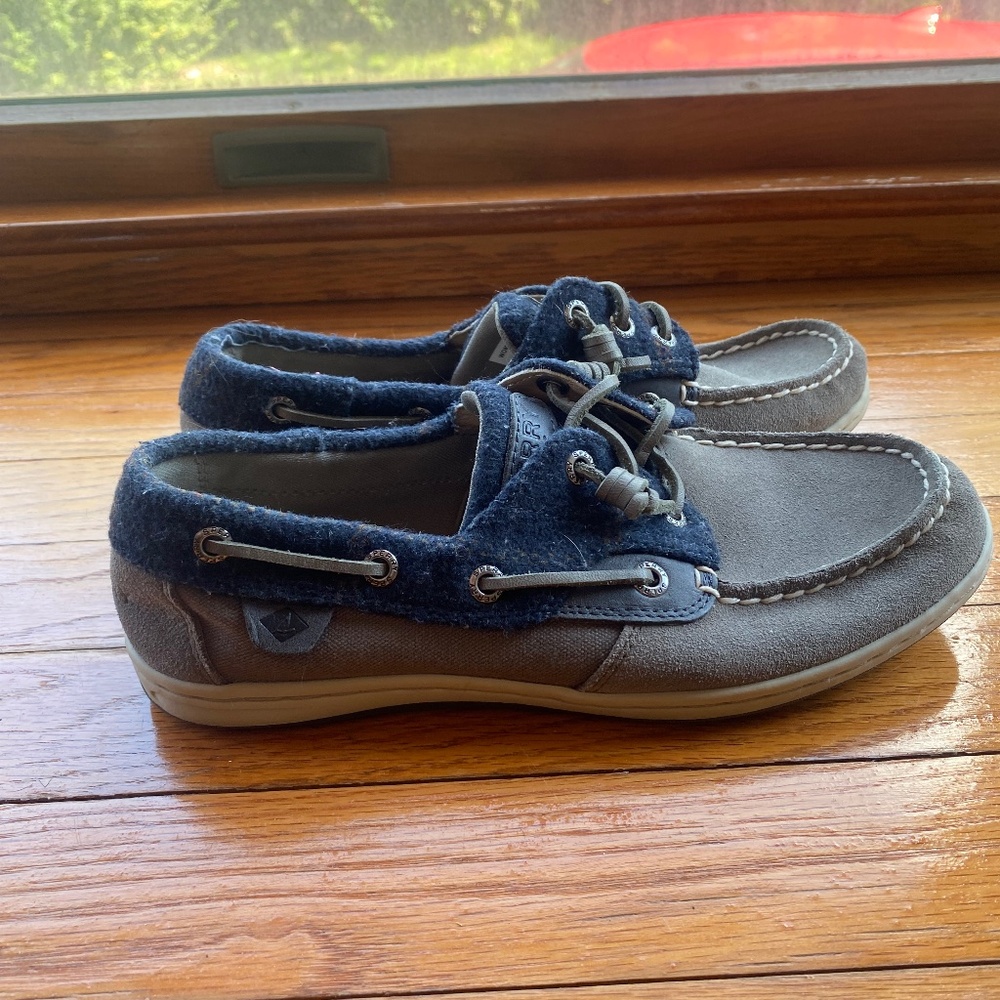 Navy Blue Plaid Sperry Slip-on Boat Shoes